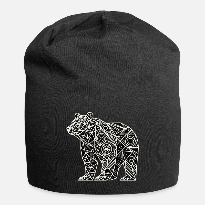 Bär Polygon - Jersey-Beanie - Schwarz