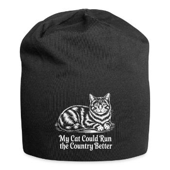 Meine Katze würde das Land besser regieren - Jersey-Beanie - Schwarz - Vorne