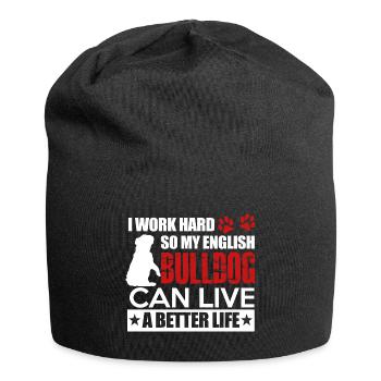 English Bulldog - Jersey-Beanie - Schwarz - Vorne