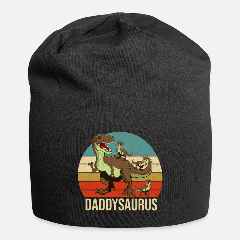 daddy saurus daddysaurus Quote Graphic - Jersey Beanie - black