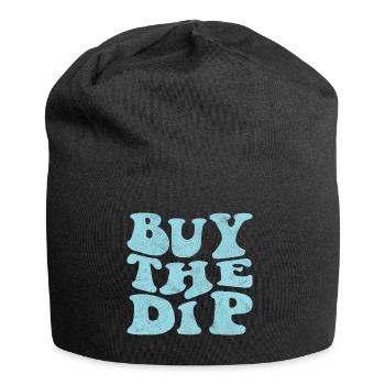 Buy the dip! retro hellblau - Jersey-Beanie - Schwarz - Vorne