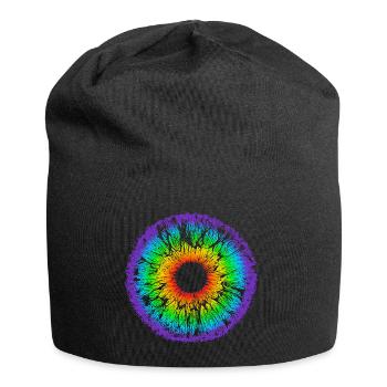 Rainbow Eye, Iris, LGBT, Gay Pride, Mandala - Jersey Beanie - black - Front