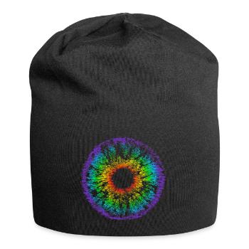 Rainbow Eye, Iris, LGBT, Gay Pride, Mandala - Jersey Beanie - black - Front
