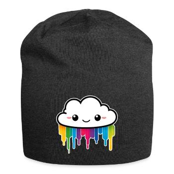 Cute Cloud Raining Rainbow Colors - Jersey Beanie - charcoal grey - Front