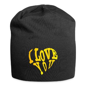 I love You, ich liebe dich, Bier, Beer - Jersey-Beanie - Schwarz - Vorne