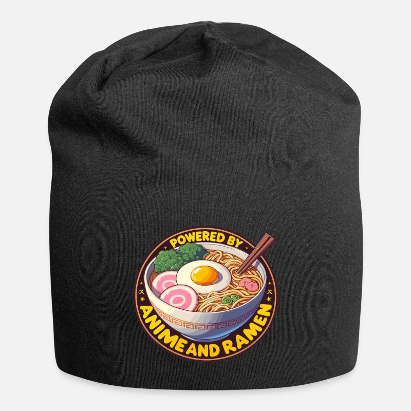 Powered By Anime And Ramen - Jersey-Beanie - Schwarz