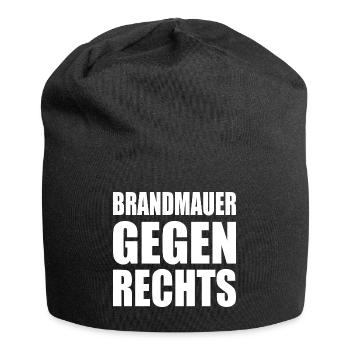 brandmauer gegen rechts - Jersey-Beanie - Schwarz - Vorne