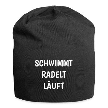 Gift for triathlete: swims - cycles - runs - Jersey Beanie - black - Front