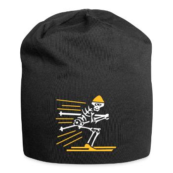 Skelett Skifahrer zweifarbig - Jersey-Beanie - Schwarz - Vorne