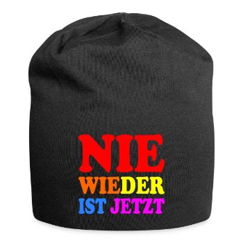 Nie wieder ist jetzt - Jersey-Beanie - Schwarz - Vorne