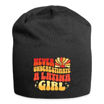 Unterschätze niemals Latin Girl - Jersey-Beanie - Schwarz - Vorne
