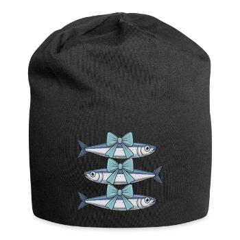 Noeud Sardines Plage Femme - Bonnet en jersey - noir - Devant