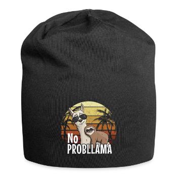 80s Retro Style No ProbLlama Sloth on Hipster - Jersey Beanie - black - Front