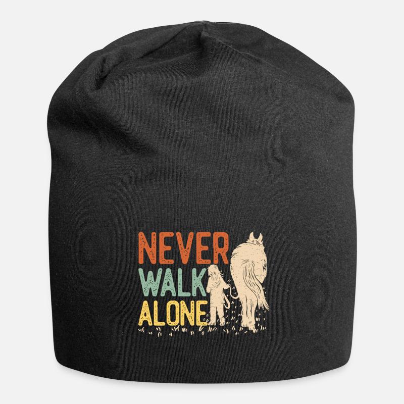 Never walk alone - Cheval - Vintage - Bonnet en jersey - noir