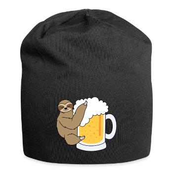 Paresseux avec de la bière - Bonnet en jersey - noir - Devant