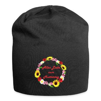 Muttertag Geschenkidee - Jersey-Beanie - Schwarz - Vorne