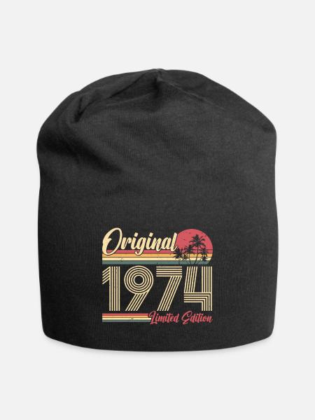 1974 Vintage Anniversaire Vintage Retro Cadeau - Bonnet en jersey - noir