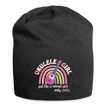 Fille ukulélé. Tout comme une fille normale, mais en plus cool - Bonnet en jersey - noir - Devant