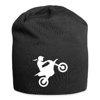 Biker Girl Motocross Motorcyclist Biker Bike - Jersey Beanie - black - Front