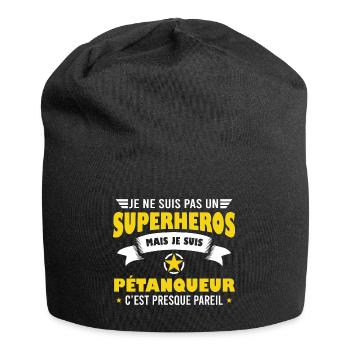 Pétanqueur pétanque super héros cadeau drôle - Bonnet en jersey - noir - Devant