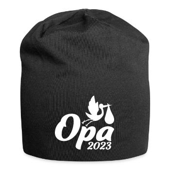 Opa 2023 Storch Enkelkind - Jersey-Beanie - Schwarz - Vorne