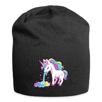 Unicorn Puking Rainbow Colorful Colorful Funny - Jersey Beanie - black - Front