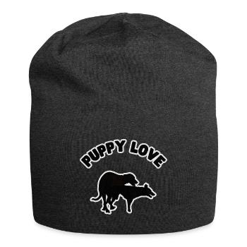 Puppy Love Black Grunge - Jersey Beanie - charcoal grey - Front