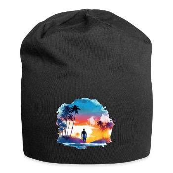 Einfach nur Sommer, Sonne und Strand - Jersey-Beanie - Schwarz - Vorne