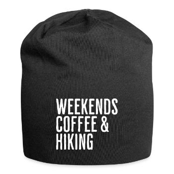 Wochenend-Kaffee- und Wanderungs-Humor-Wanderer - Jersey-Beanie - Schwarz - Vorne