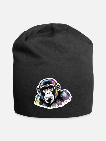 Affe Wasserfarben - Jersey-Beanie - Schwarz