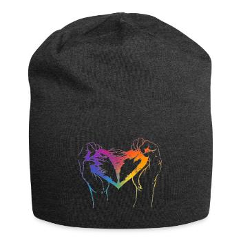 Cœur déchiré aux couleurs de l’arc-en-ciel pour la fierté - Bonnet en jersey - charbon - Devant