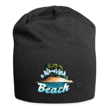 Beach Strand Comic Motiv - Jersey-Beanie - Schwarz - Vorne