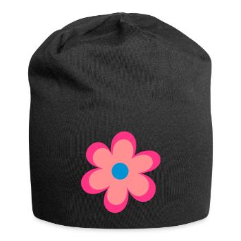 Blumen - Jersey-Beanie - Schwarz - Vorne