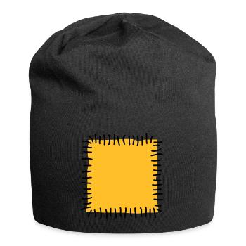 Flicken Reparatur Patchwork Stoff Nähen Naht Nadel - Jersey-Beanie - Schwarz - Vorne