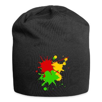 Reggae couleurs Afrique Roots Drapeau Éclaboussures de couleur - Bonnet en jersey - noir - Devant