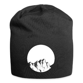 Berge Mountains Mond Mondschein Wandern Gebirge - Jersey-Beanie - Schwarz - Vorne