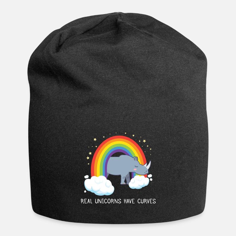 Real Unicorns Have Curves - Jersey-Beanie - Schwarz