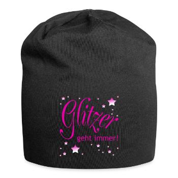 Glitzer geht immer - Jersey-Beanie - Schwarz - Vorne