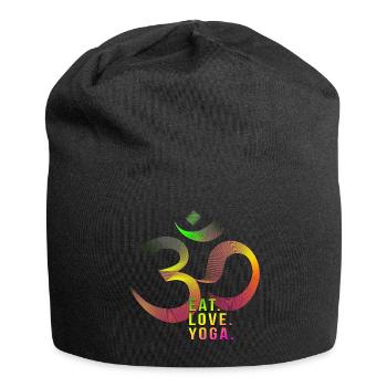 eat. love. yoga. - Jersey-Beanie - Schwarz - Vorne