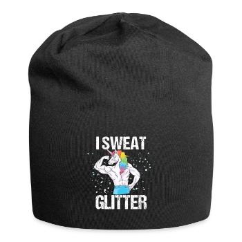 Witziges Einhorn Fitness Gym Glitzer Abs Geschenk - Jersey-Beanie - Schwarz - Vorne