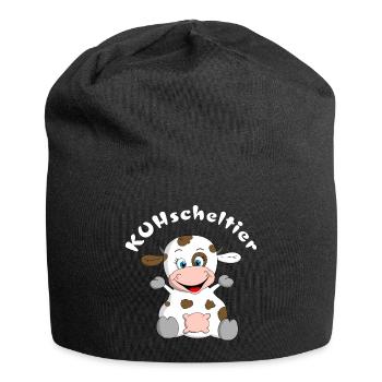 Kuscheltier Kuh = KUHscheltier - Jersey-Beanie - Schwarz - Vorne