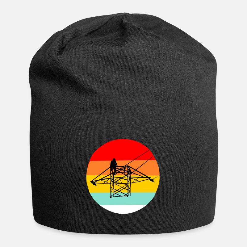 Elektriker Strommast Geschenk Elektrik Steckdose - Jersey-Beanie - Schwarz