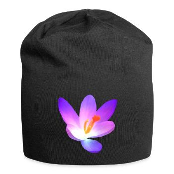 merveilleux crocus - fleur en violet au printemps - Bonnet en jersey - noir - Devant
