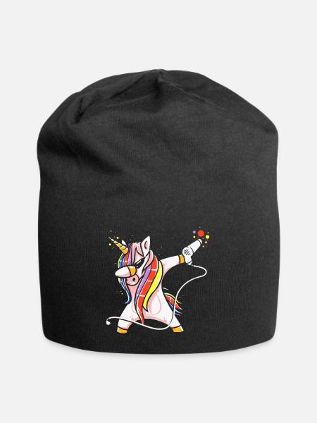 Friseurinnen Frisör Friseur Einhorn Föhn Lustig - Jersey-Beanie - Schwarz