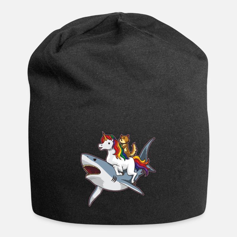 Hai Einhorn Katze - Wunderbare Freundschaft - Jersey-Beanie - Schwarz