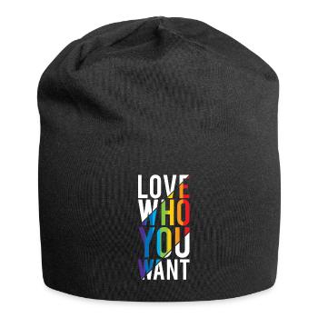 Love who you want LGBTQ GAY Pride Rainbow FLAG - Jersey Beanie - black - Front