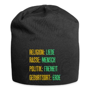 Religion Liebe Rasse Mensch Politik Freiheit - Jersey-Beanie - Schwarz - Vorne