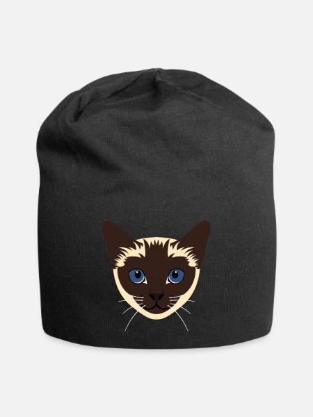 Tête de chat siamois - Bonnet en jersey - noir