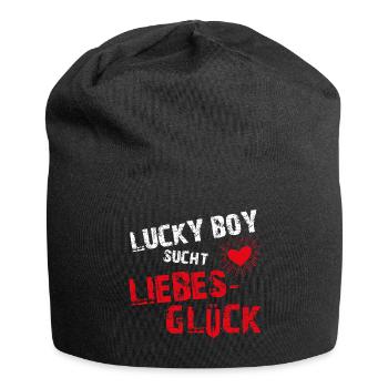 Lucky Boy sucht Liebesglueck - Jersey-Beanie - Schwarz - Vorne
