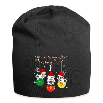 Noël de vache . Joyeux Noël - Bonnet en jersey - noir - Devant